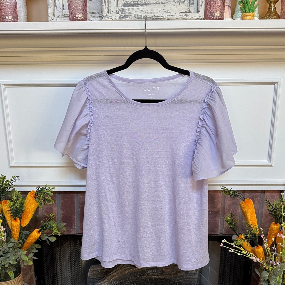 LOFT Light Lavender Flutter Sleeve Tee